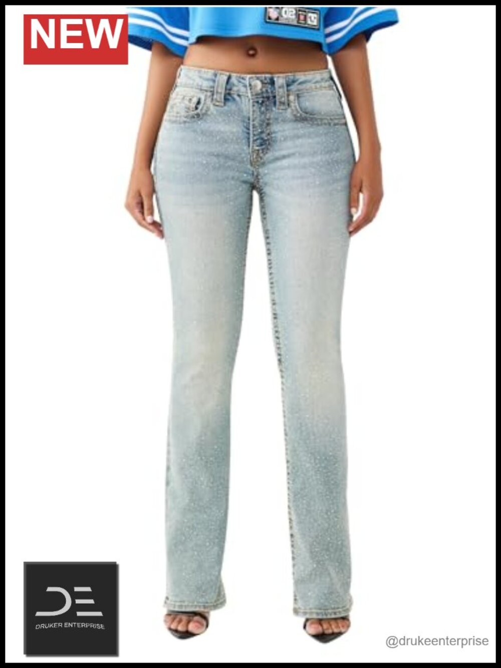 True Religion Bootcut Stretch Denim Jeans Mid Rise Crystal Becca